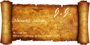Jánosy Jolán névjegykártya